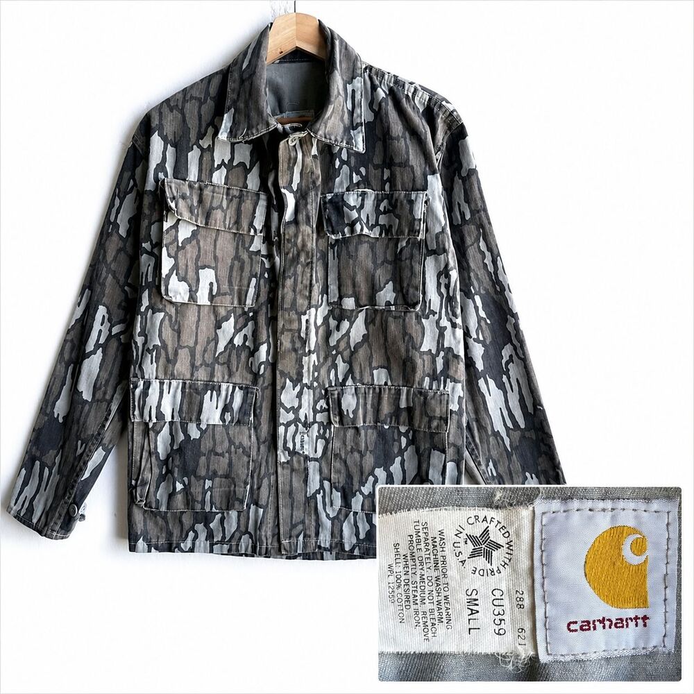 VTG Carhartt Trebark Men’s Small Stock Hunting Bark Camo Field Chore Jacket
